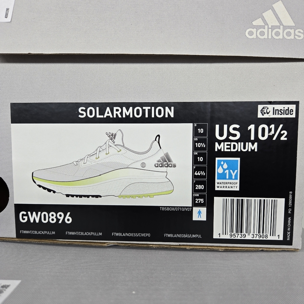 New adidas Solarmotion 'White Pulse Lime' Men's Spikeless Golf Shoes Size 10.5 - Picture 8 of 8